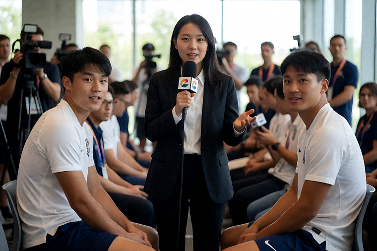 赛后新闻发布会现场的媒体镜头